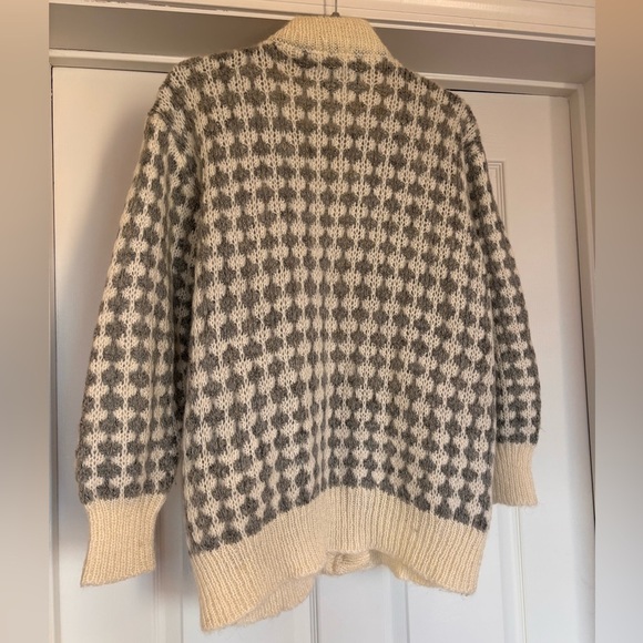 Cozy Cream and Brown Women's Cardigan Sweater - Picture 6 of 7